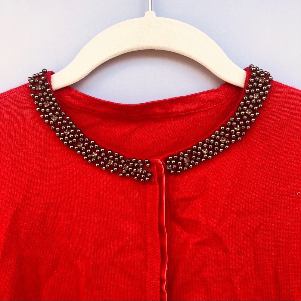 Fancy red cardigan sweater